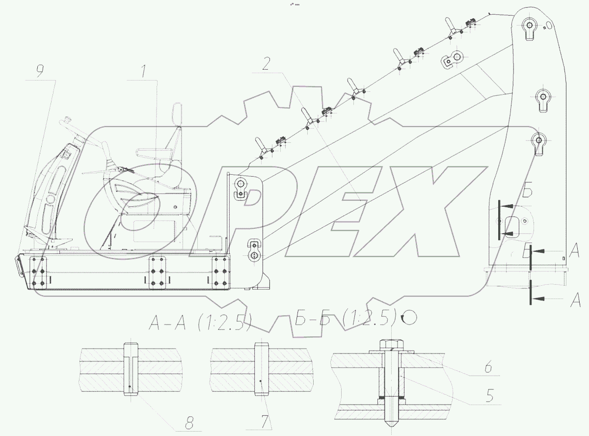  Установка механизма подъема кабины