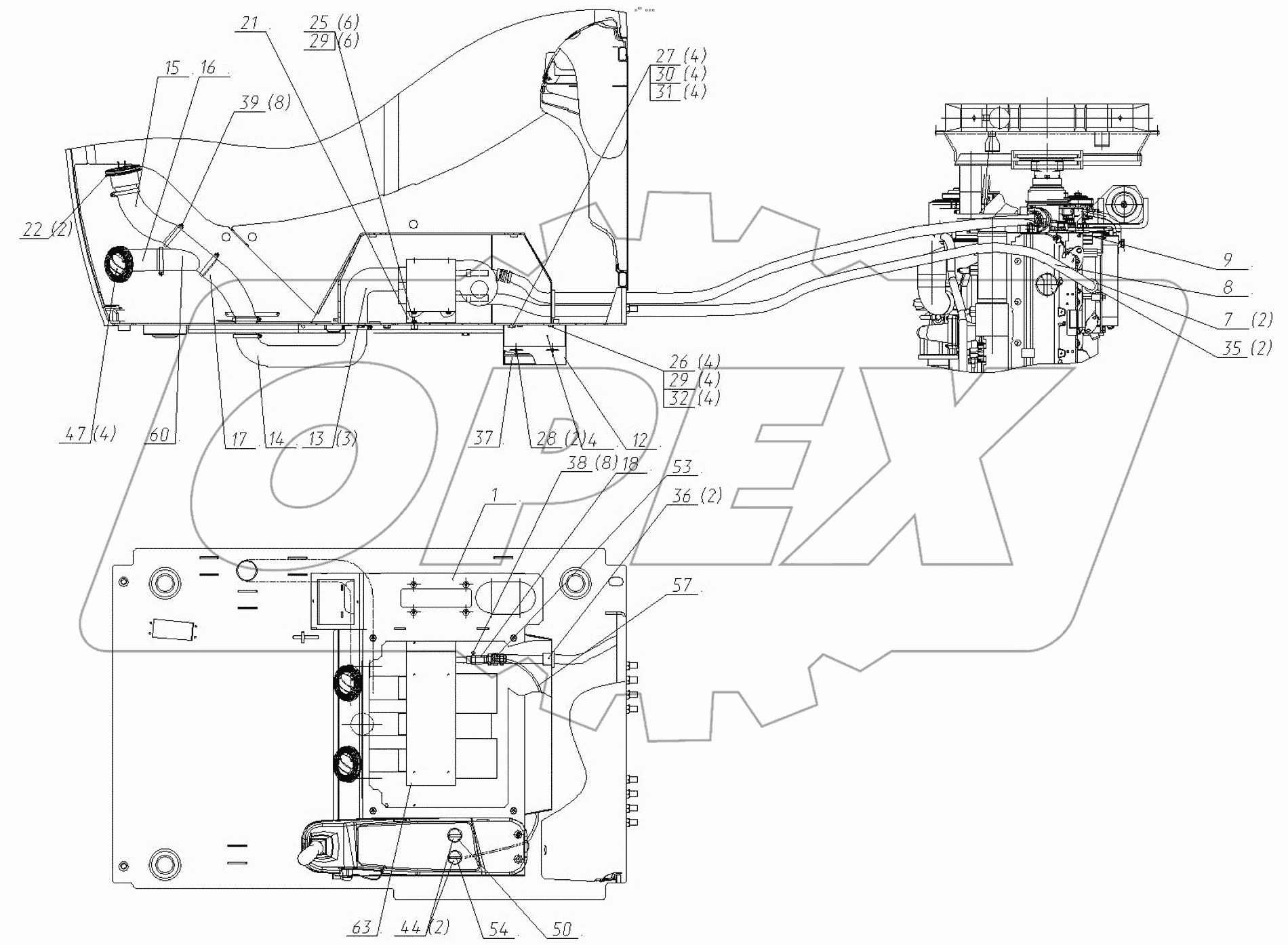  Установка отопителя 3523-00-25.00.500
