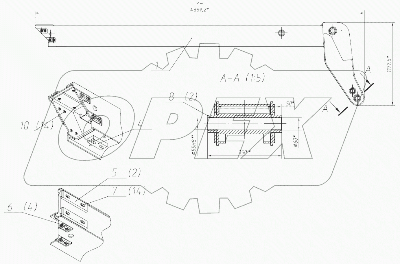  Стрела выдвижная в сборе