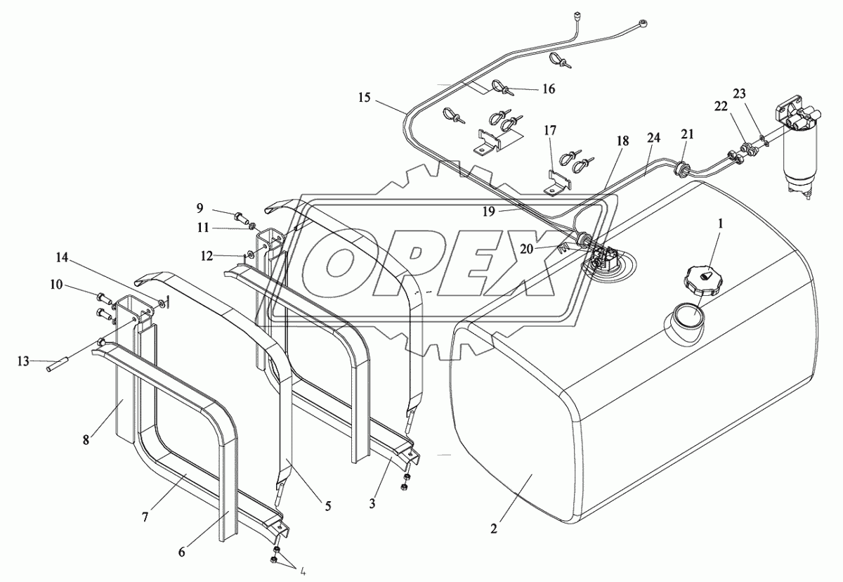 Топливный бак и топливопровод (без подогрева топлива)