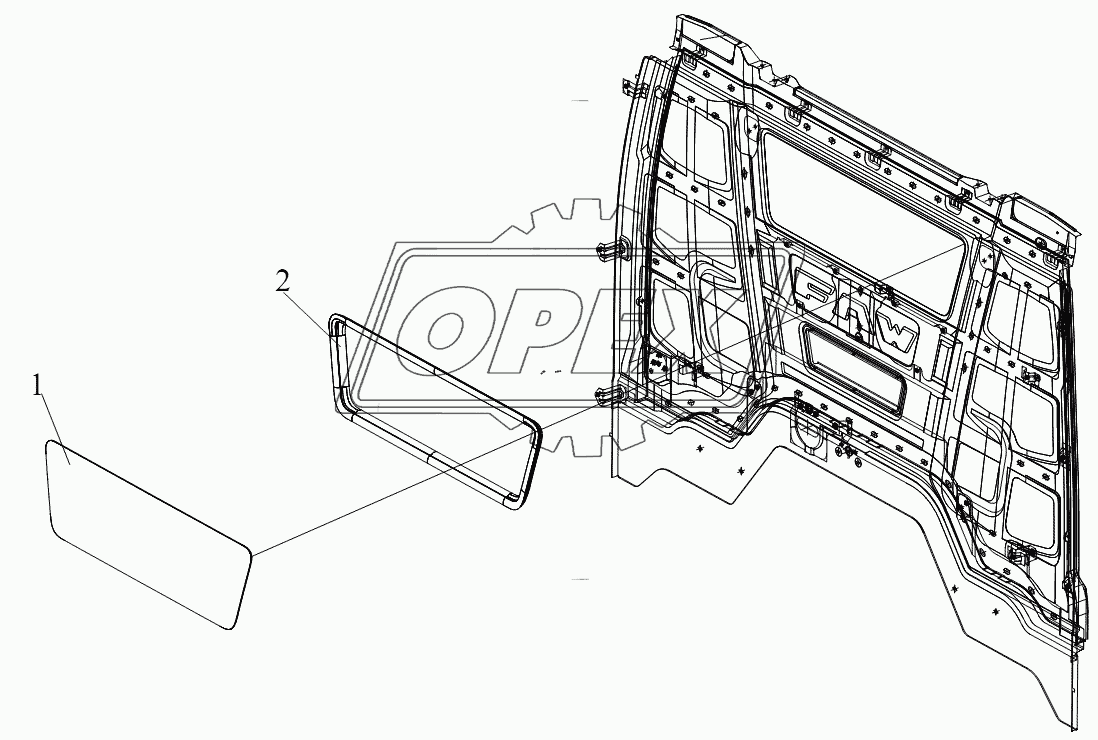 Стекло заднего окна (плоская крыша)