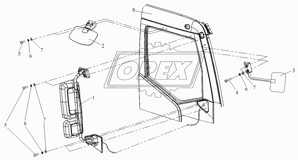 Право-наружное зеркало заднего вида
