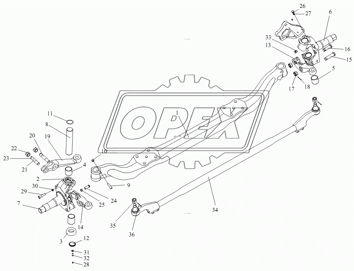 Передняя ось и поперечный рычаг