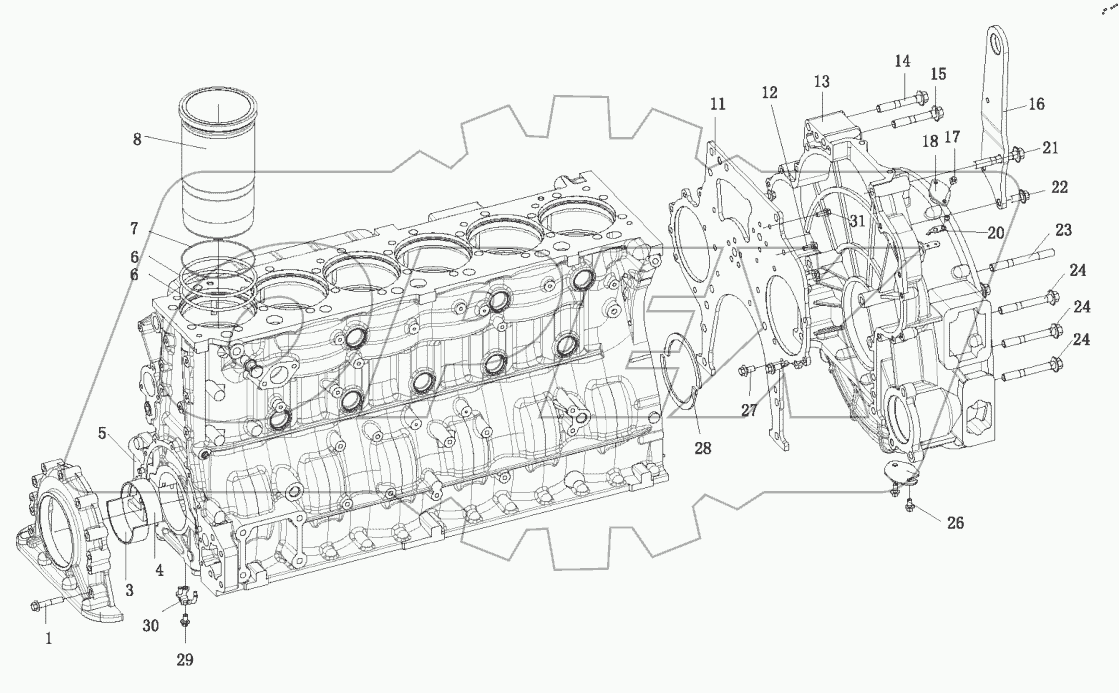  Блок цилиндров в сборе