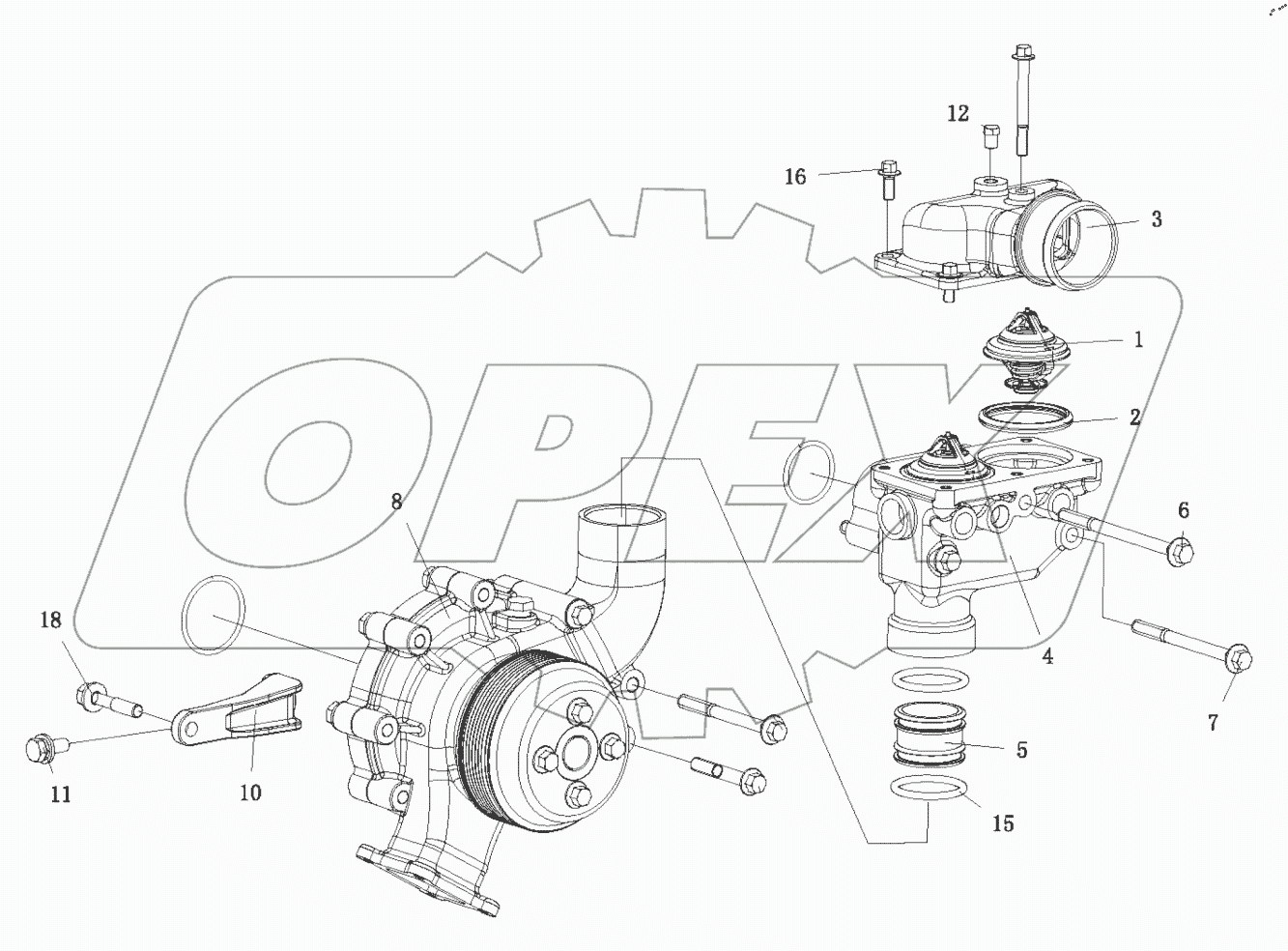  Термостат и водяной насос