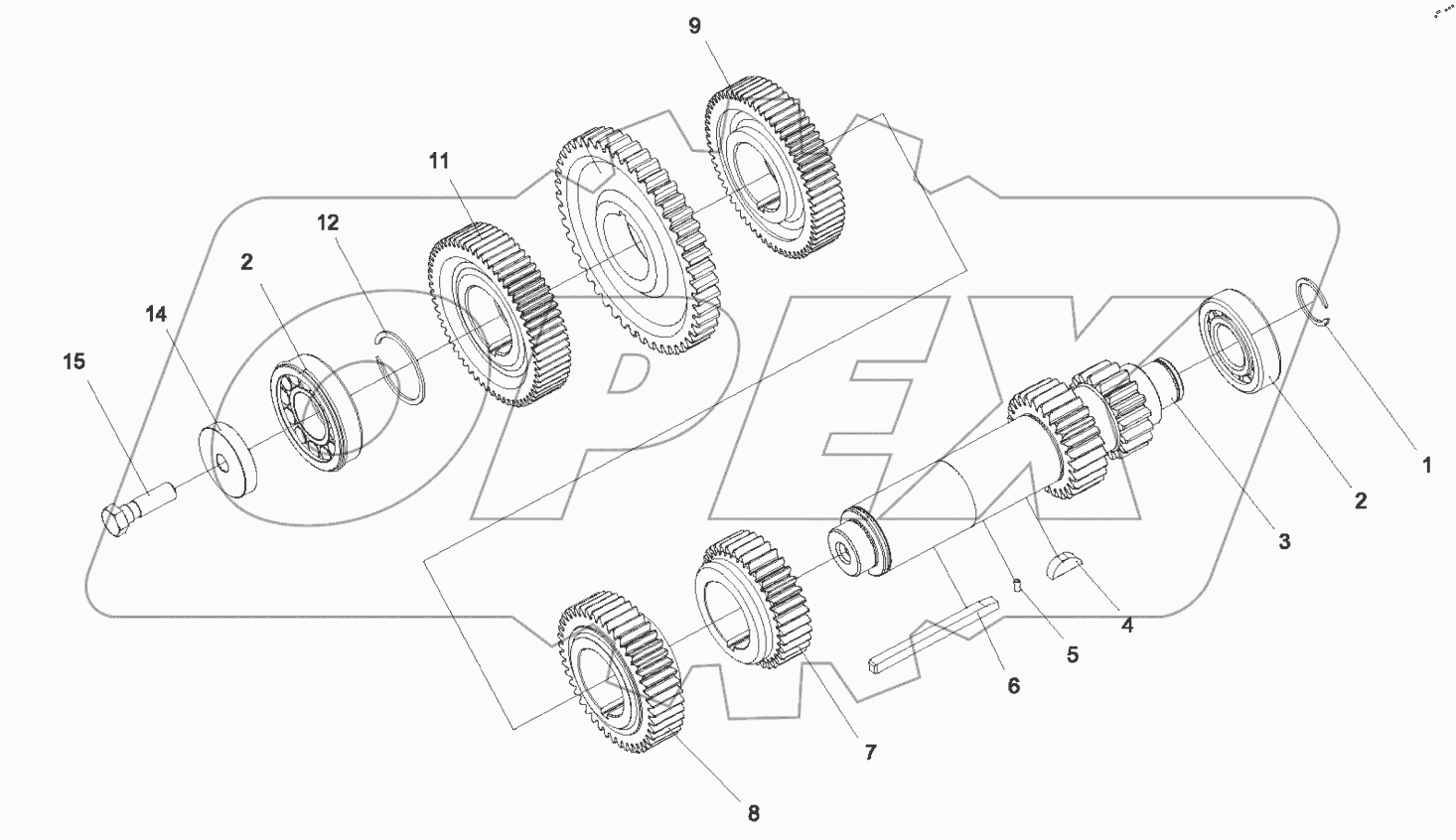  Средний вал в сборе