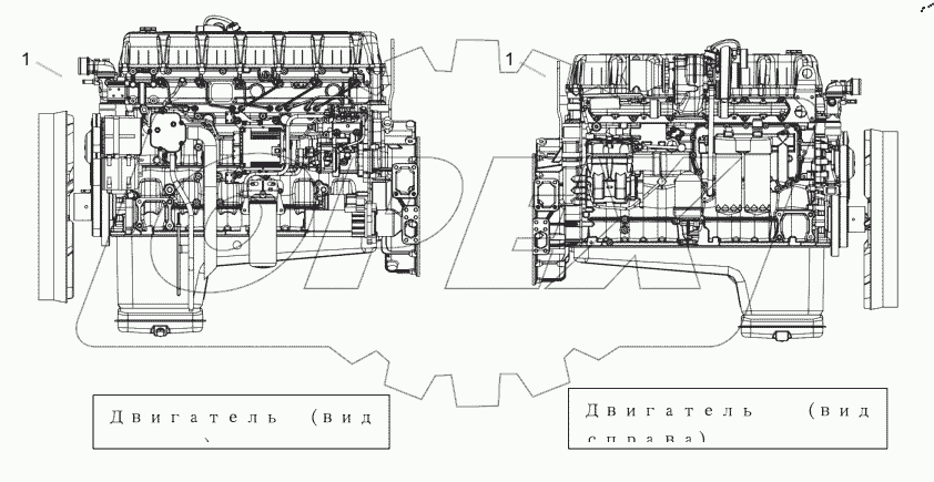  Вид двигателя справа и слева