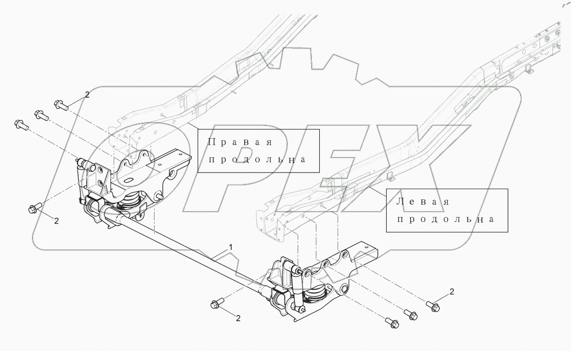  Устройство передней подвески кабины (I)