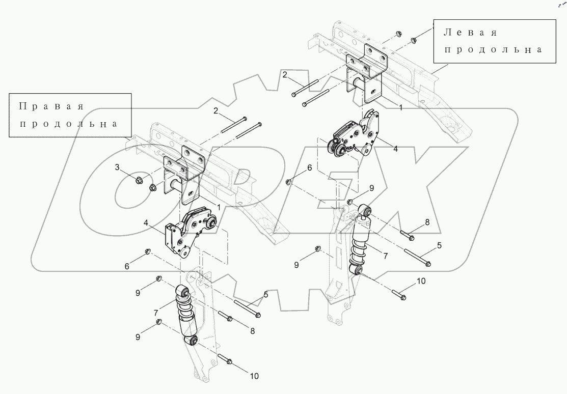  Устройство задней подвески кабины (I)