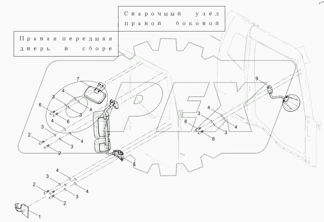  Правое наружное зеркало заднего вида