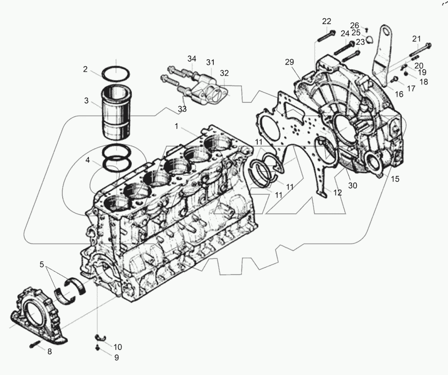  Блок цилиндров в сборе