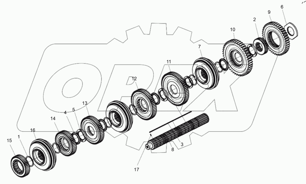  Второй вал в сборе