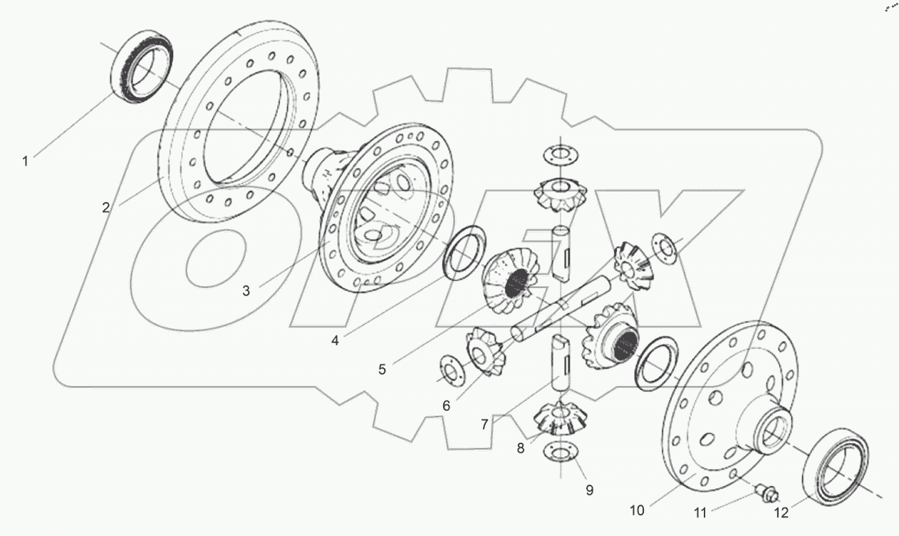  Дифференциал среднего моста в сборе