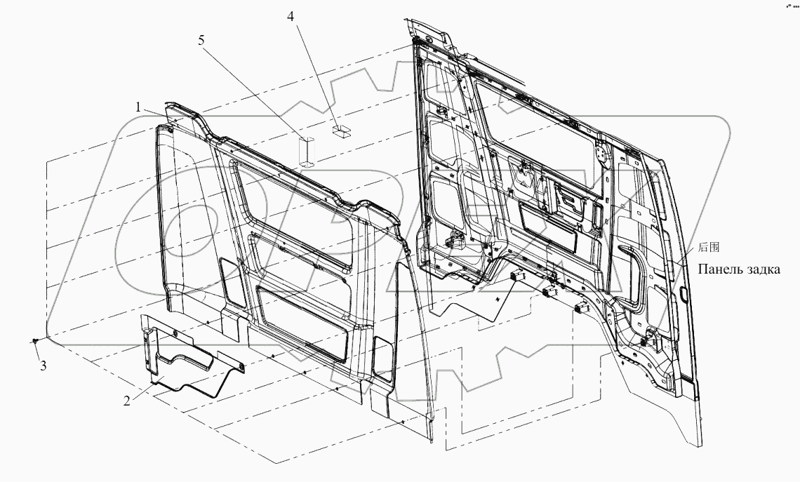  Составляющие элементы обшивки панели задка