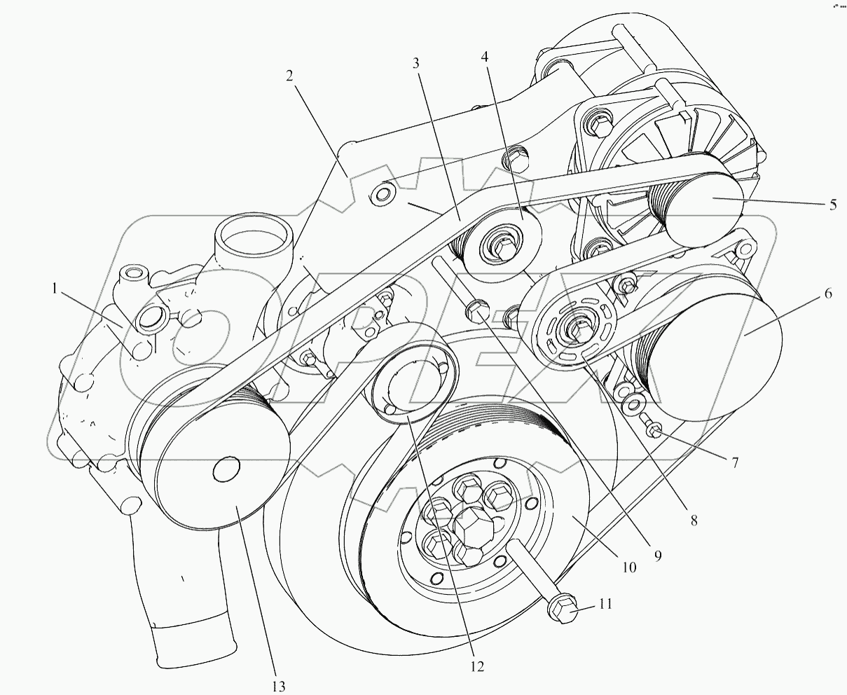  Система шестерен в передней части