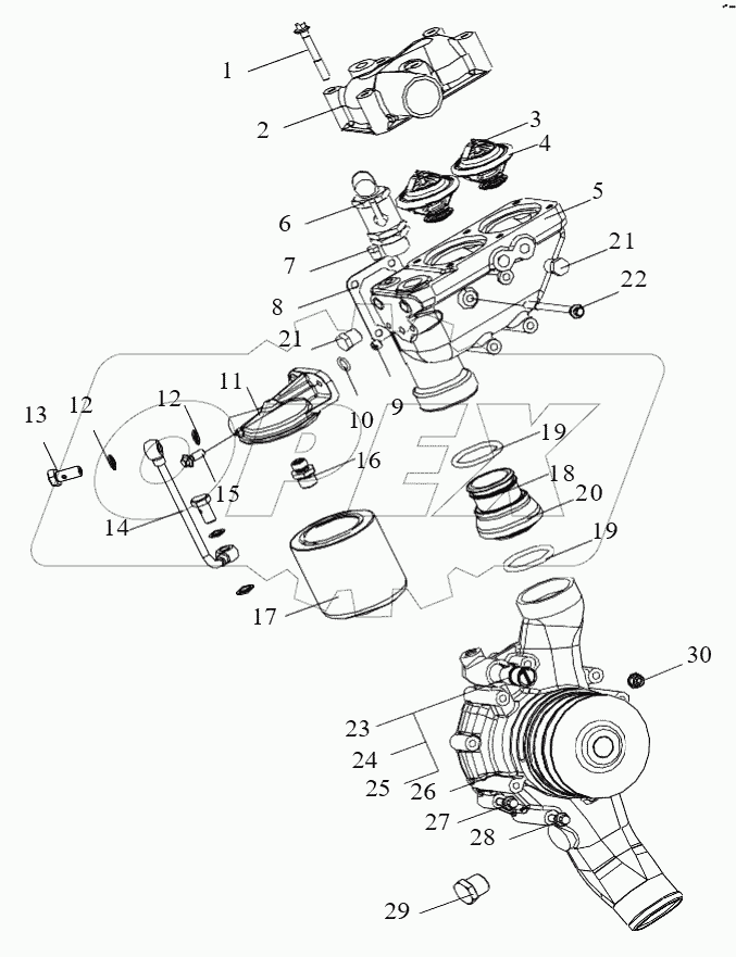  Термостат, водяной насос