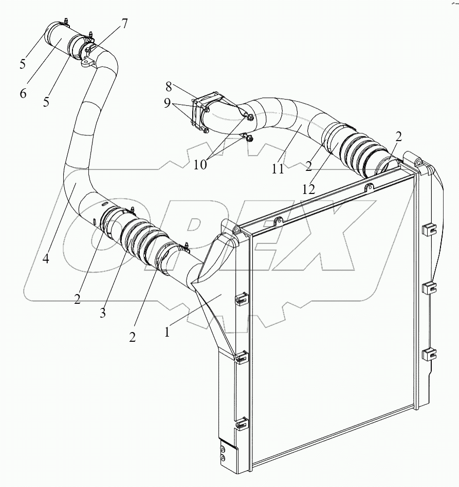  Промежуточный охладитель, трубопроводы