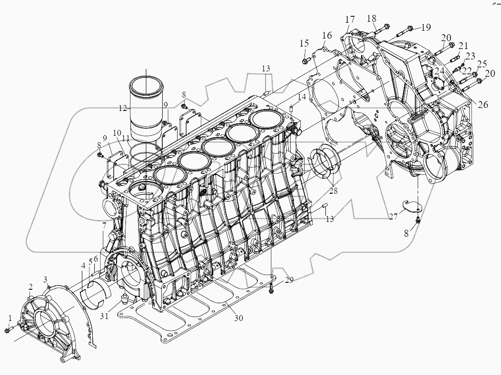  Компоненты блока цилиндров