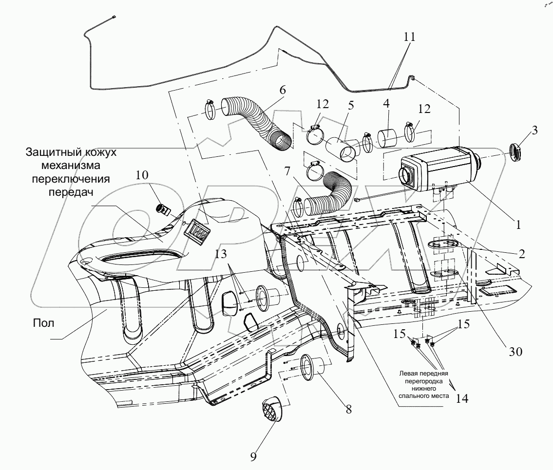  Воздушный автономный отопитель (в кабине)