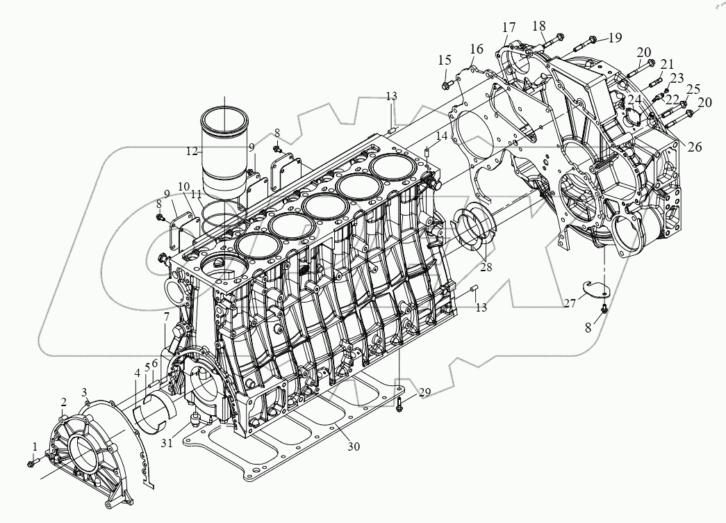  Компоненты блока цилиндров