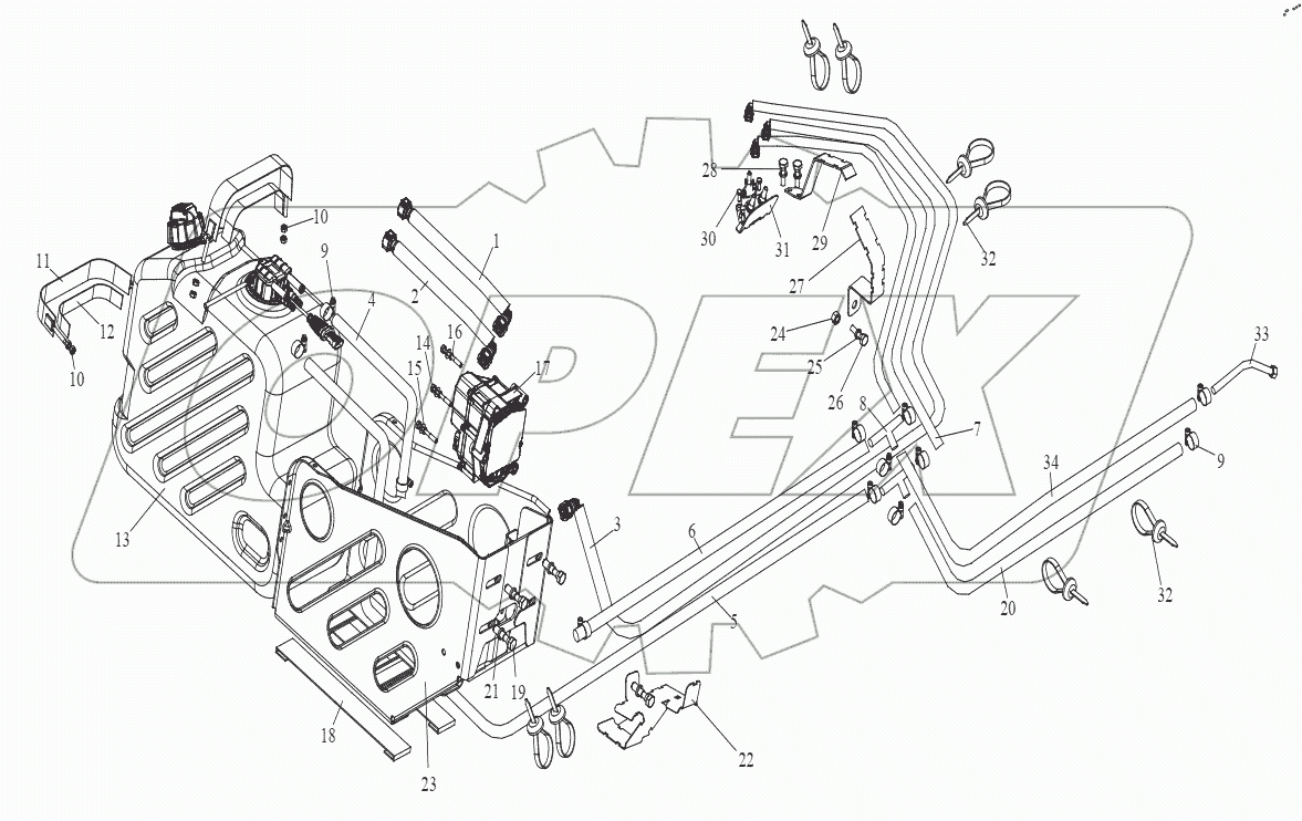  Бак для мочевины и трубопроводы мочевины