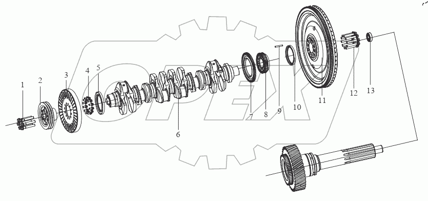  Коленчатый вал, шкив и маховик