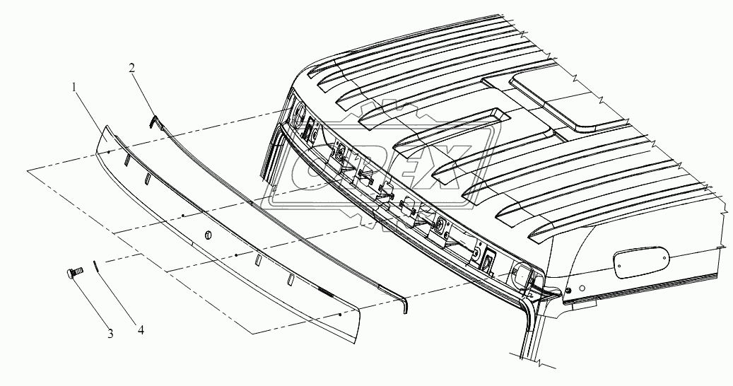 Верхняя отделочная плита переднего ветрового стекла