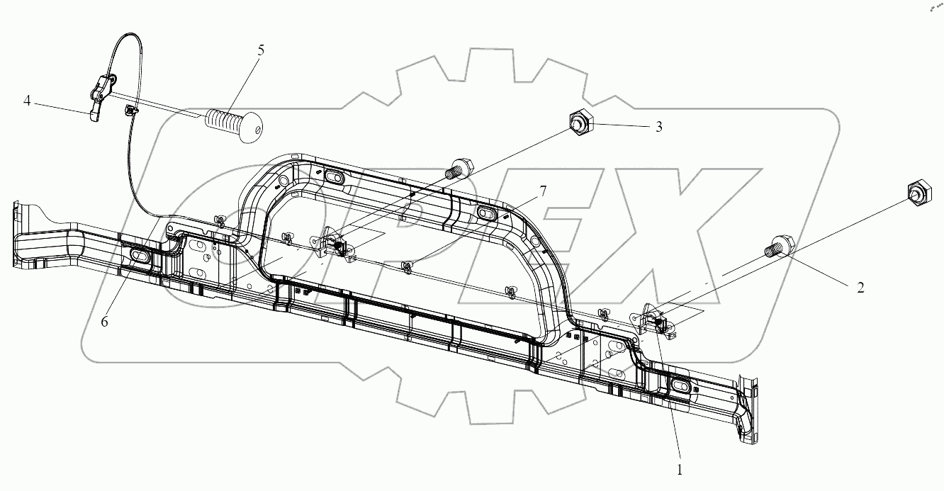  Замок панели передка и рычаг открывания