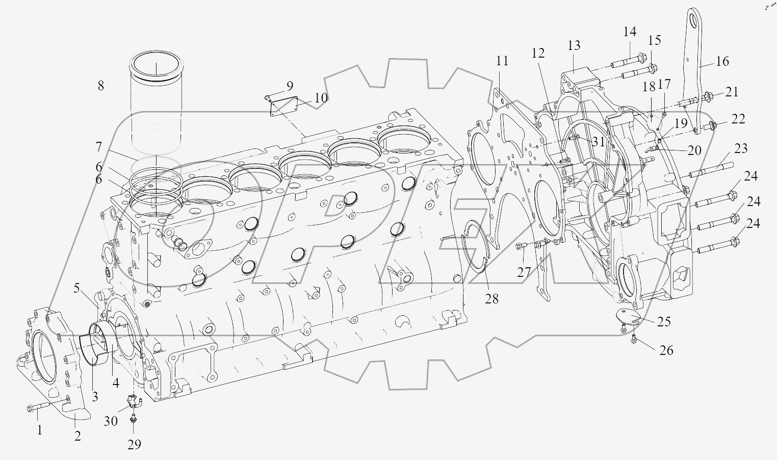  Составляющие элементы блока цилиндра