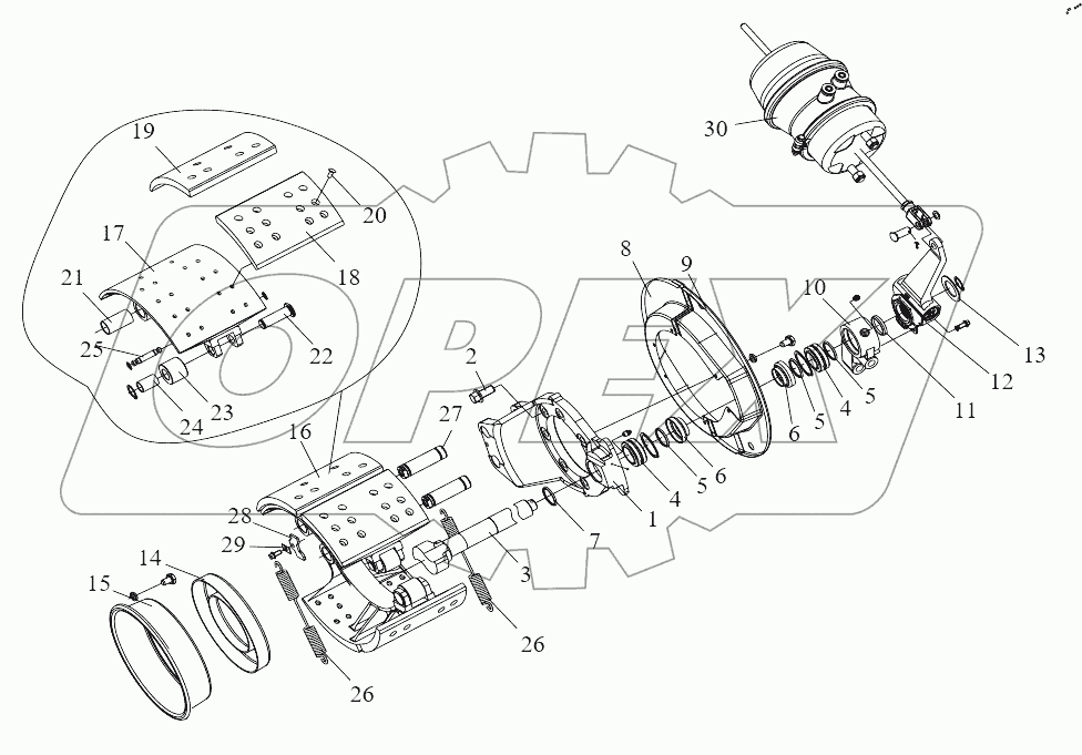  Тормозные механизмы колес промежуточного моста