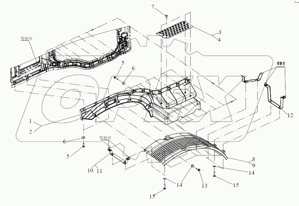  Верхнее крыло, верхнее брызговик и трехступенчатая педаль