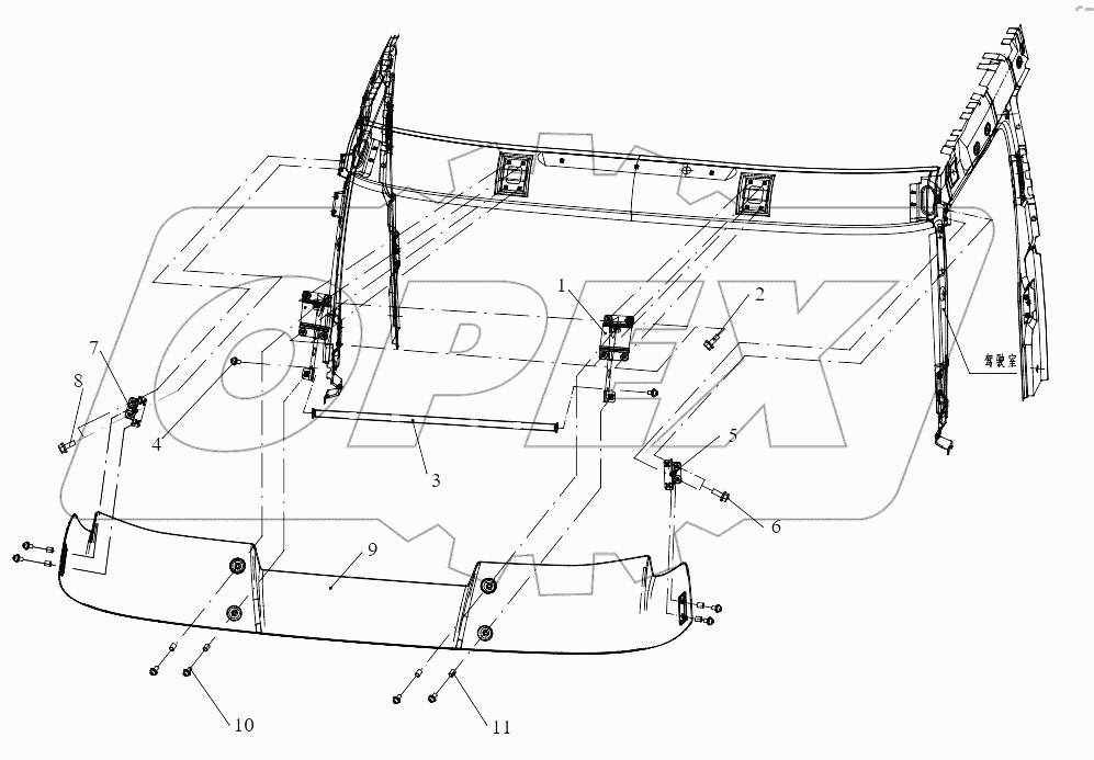  Солнцезащитный козырек верхней крышки