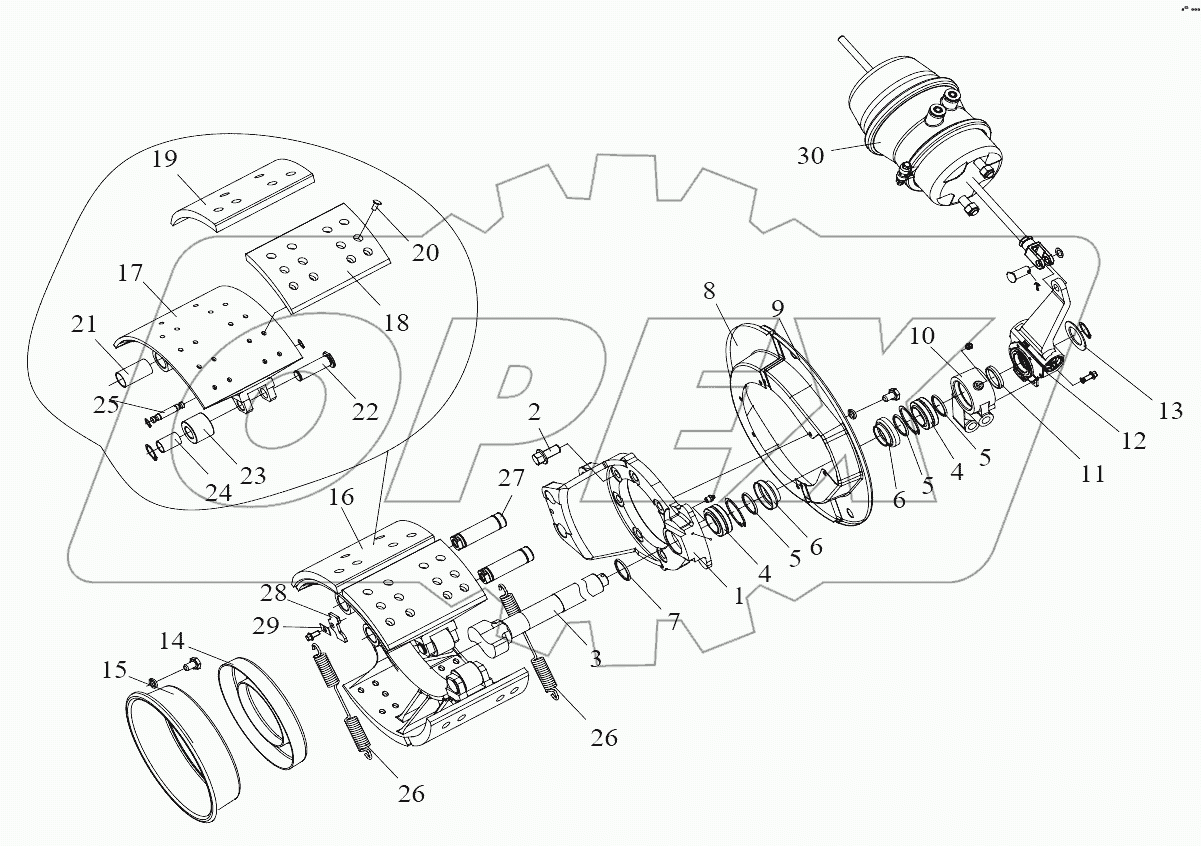  Тормоз среднего колеса