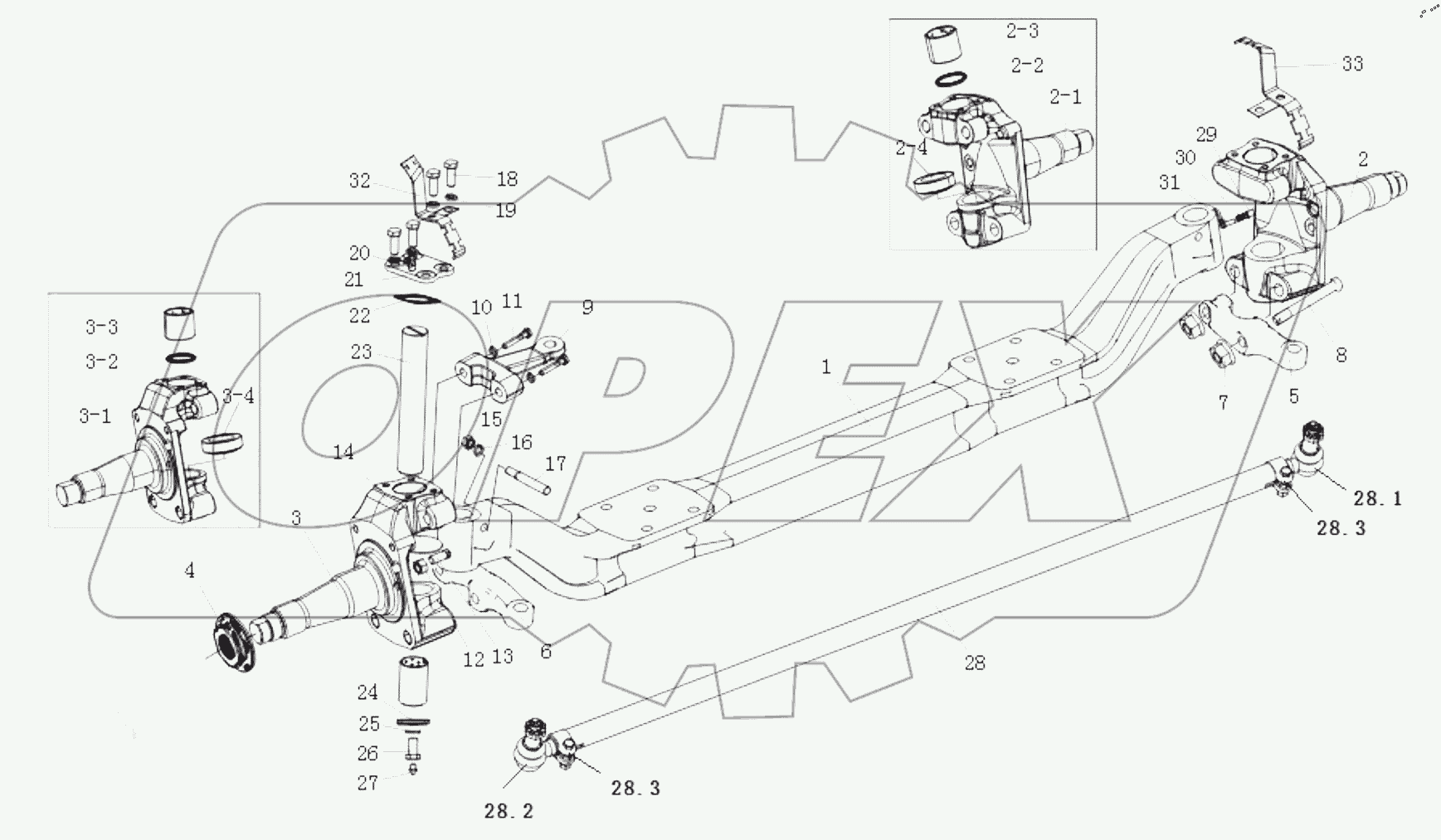  ПЕРЕДНИЙ ВАЛ И РУЛЕВАЯ ТЯГА