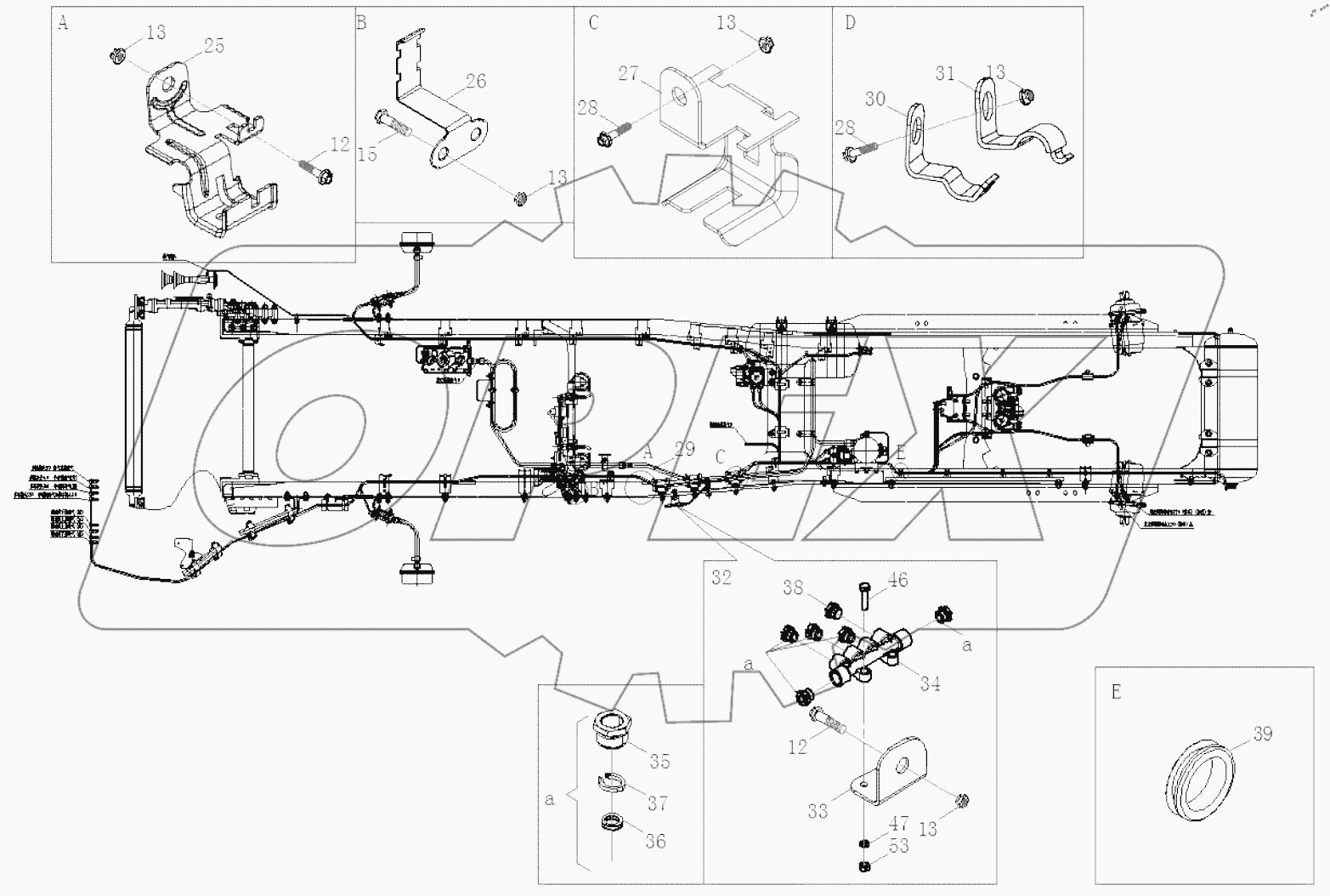  СХЕМА ТОРМОЗНОГО ТРУБОПРОВОДА