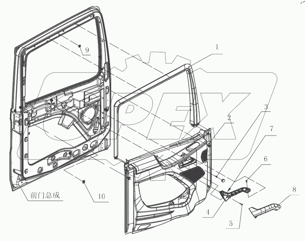  СХЕМА ВНУТРЕННЕЙ ОТДЕЛКИ ПЕРЕДНЕЙ ДВЕРИ