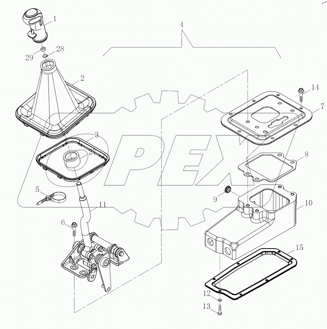 Gearshift Control Mechanism Assembly (Cab)