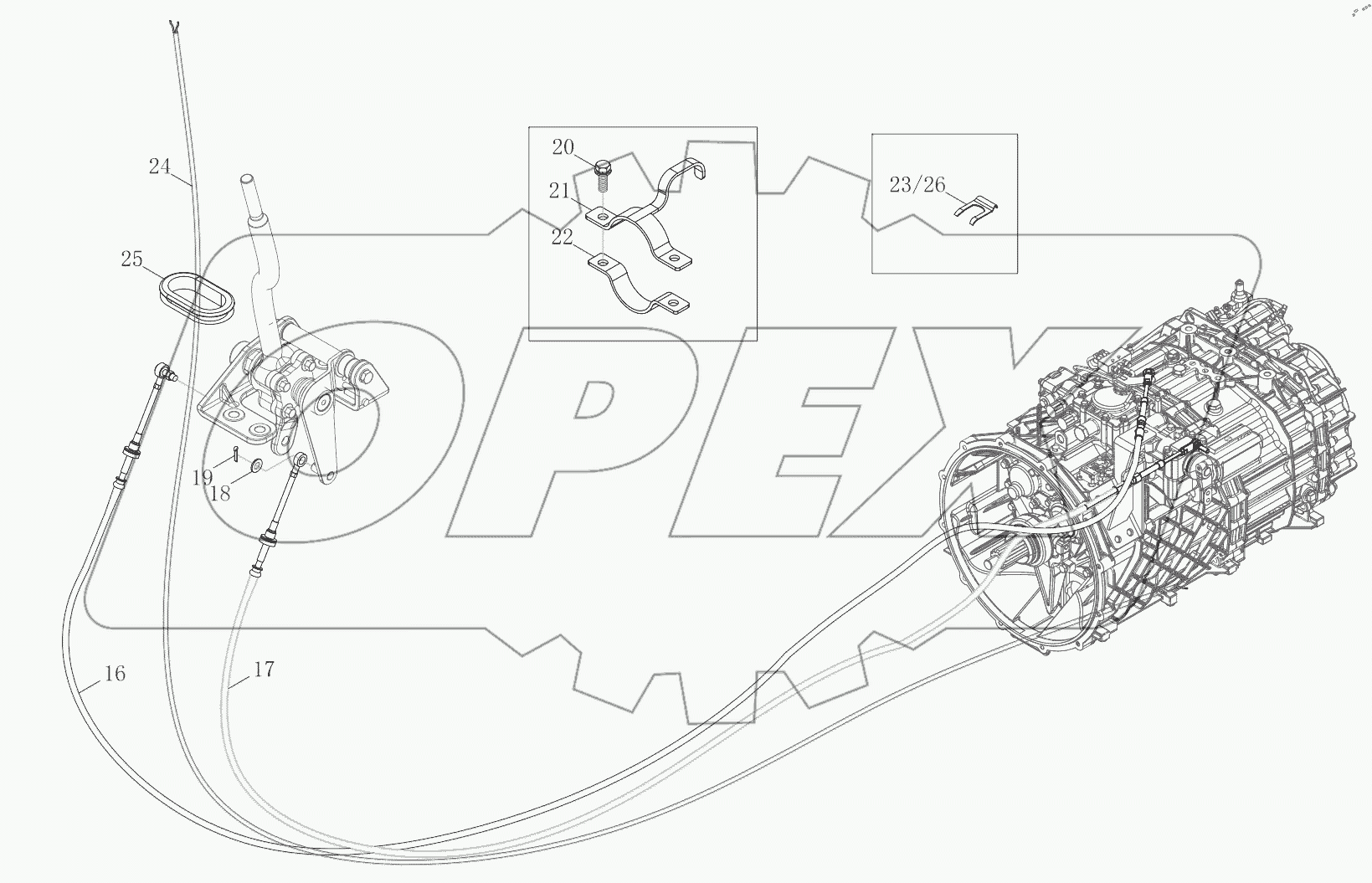  Gearshift Control Mechanism Assembly (Cab)