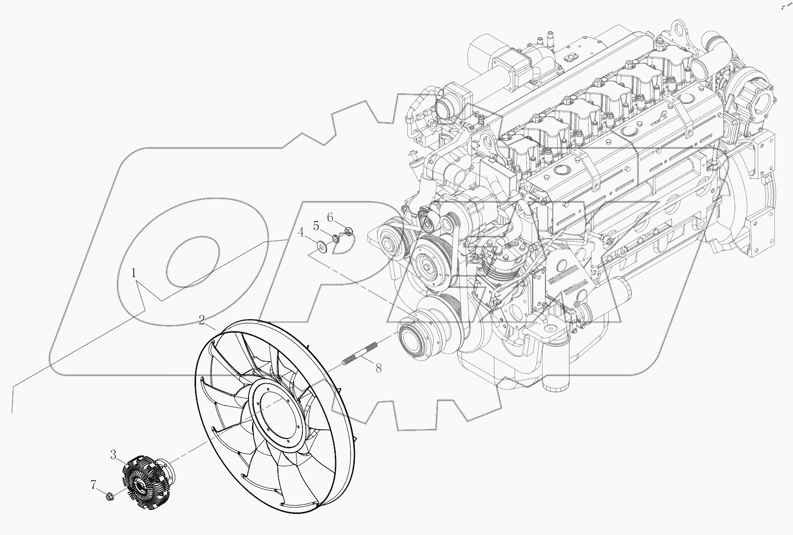  Engine Fan And Clutch Attached Engine