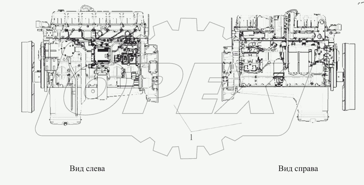  Вид двигателя слева и справа