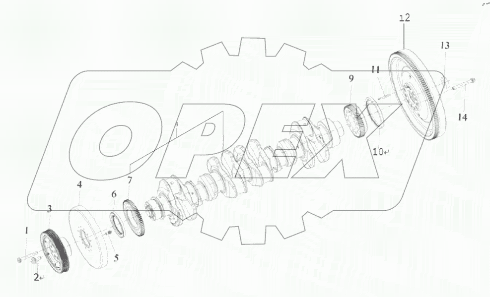  Коленчатый вал и маховик