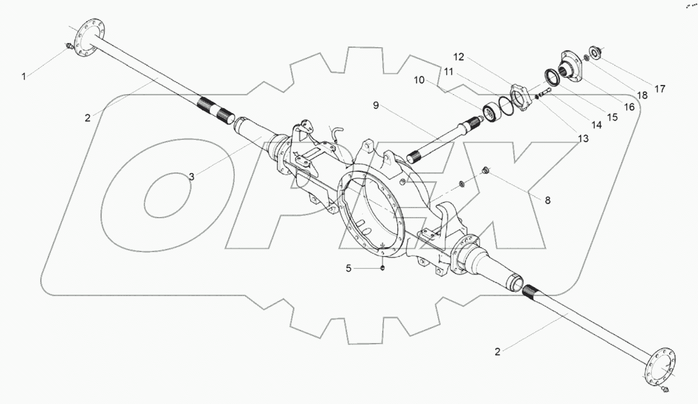  Картер среднего моста и полуоси