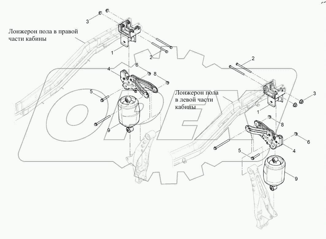  Задняя подвеска кабины