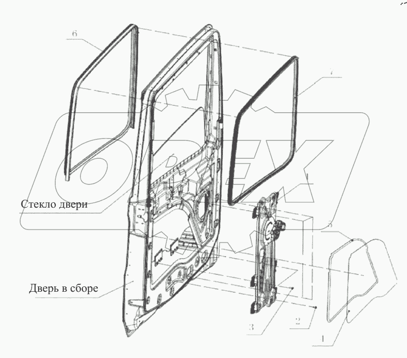  Стеклоподъемник и уплотнитель стекла