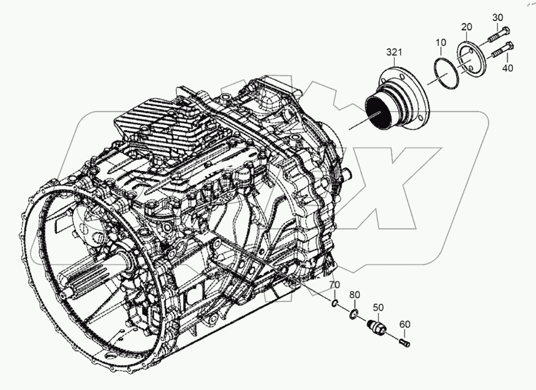  Выходной фланец и пневматический штуцер