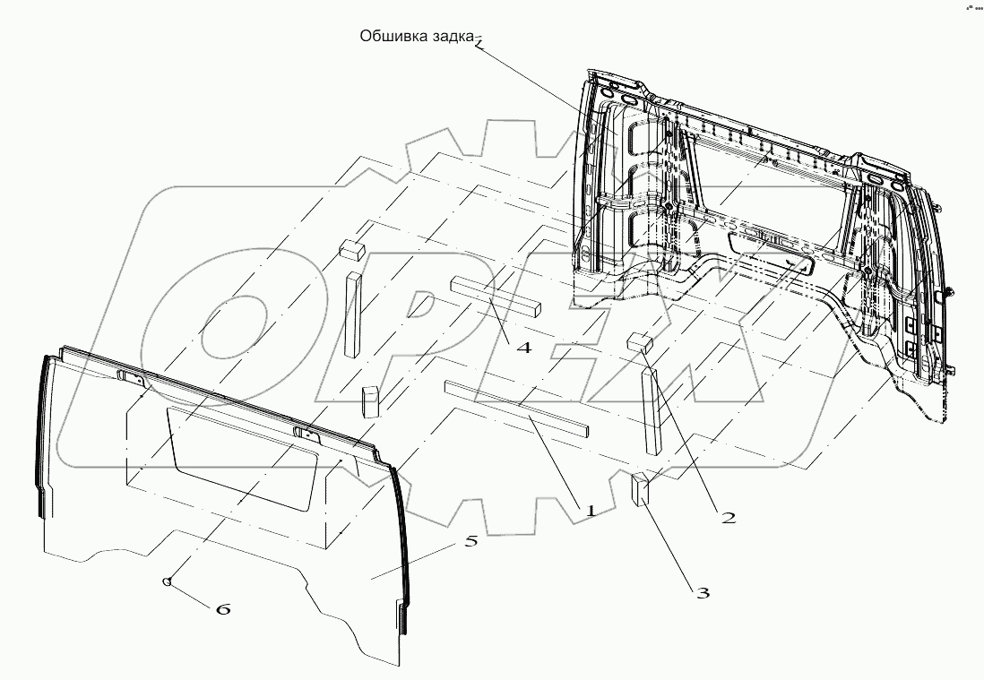  Компоненты обшивки задка