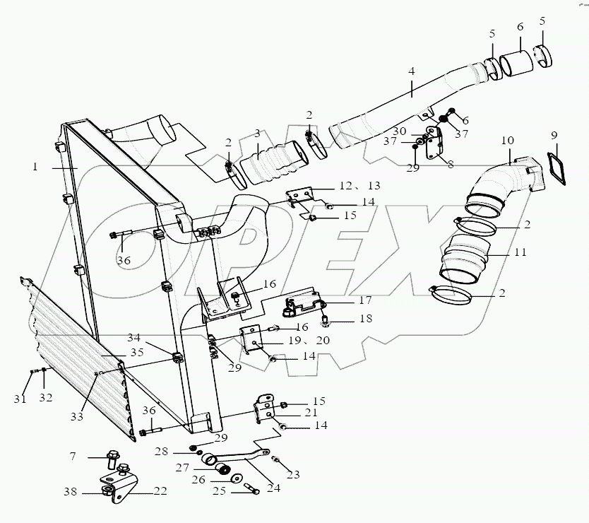  Интеркулер, трубопроводы, подвеска, защитная сетка