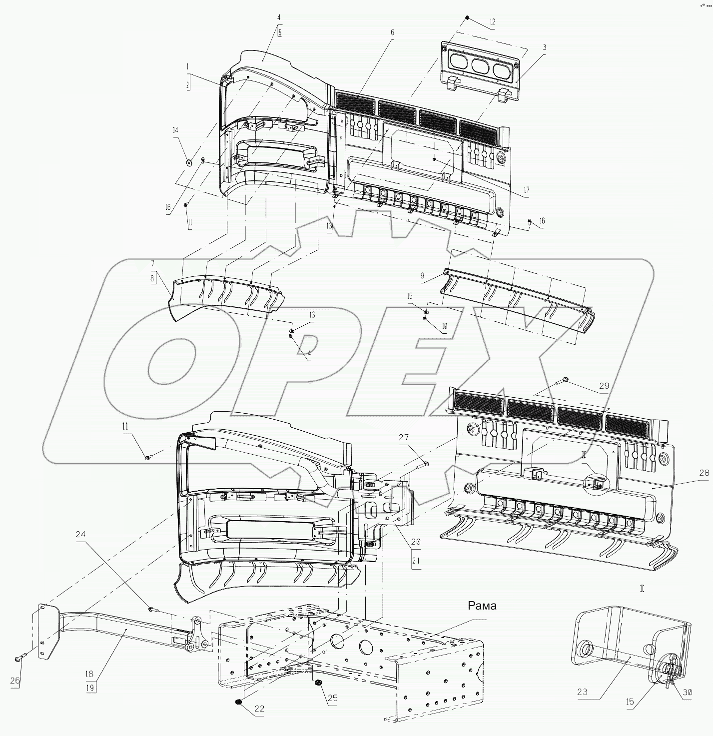  Передний бампер
