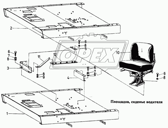 Площадка, сиденье водителя