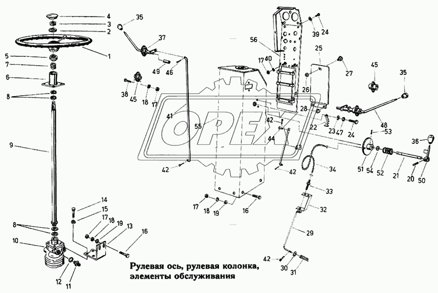 Рулевая ось, рулевая колонка, элементы обслуживания